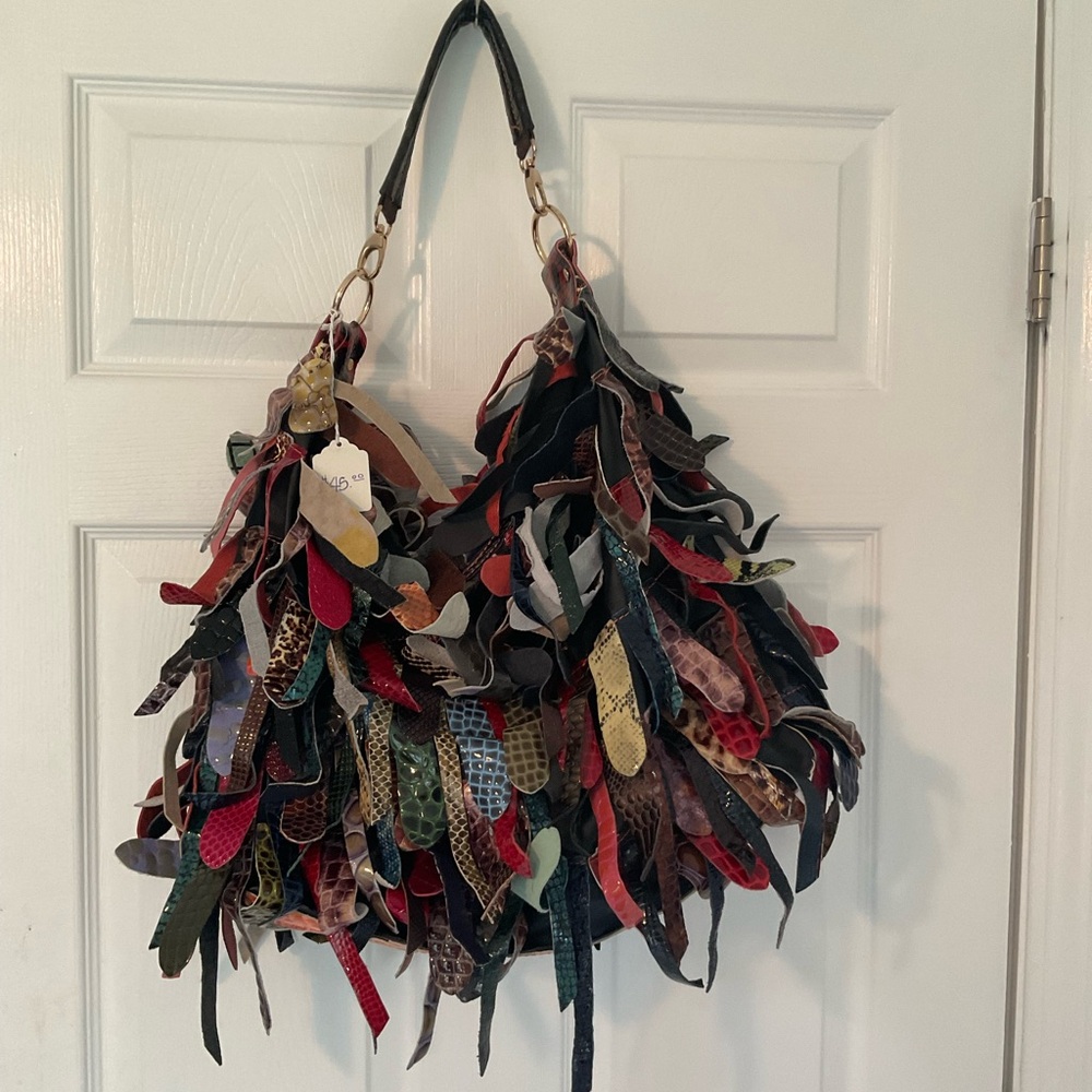 Multicolor Leather Fringe Bag